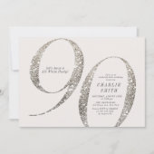 Moderne minimalistische all white party 90e verjaa kaart (Voorkant)