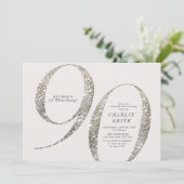 Moderne minimalistische all white party 90e verjaa kaart (Staand voorkant)