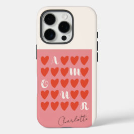 Moderne minimalistische Amour Heart Valentijnsdag  iPhone 16 Pro Hoesje