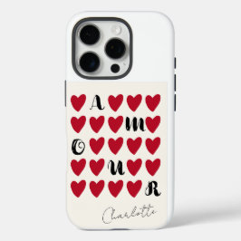 Moderne minimalistische Amour Heart Valentijnsdag  iPhone 16 Pro Hoesje