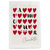 Moderne minimalistische Amour Heart Valentijnsdag Medium Cadeauzakje (Voorkant)