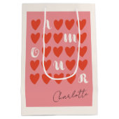 Moderne minimalistische Amour Heart Valentijnsdag Medium Cadeauzakje (Achterkant)