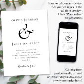 Moderne minimalistische Ampersand bruiloft Kaart