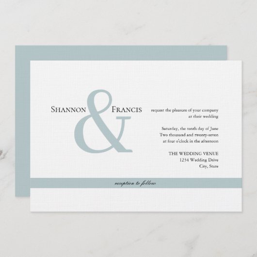 Moderne minimalistische Ampersand bruiloft uitnodi Kaart (Voorkant / Achterkant)