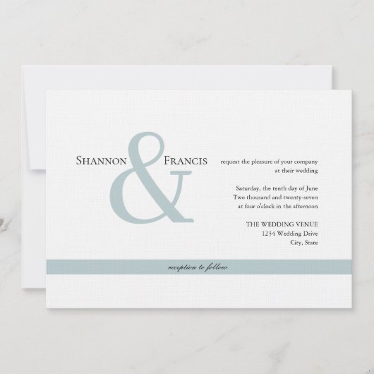 Moderne minimalistische Ampersand bruiloft uitnodi Kaart (Voorkant)