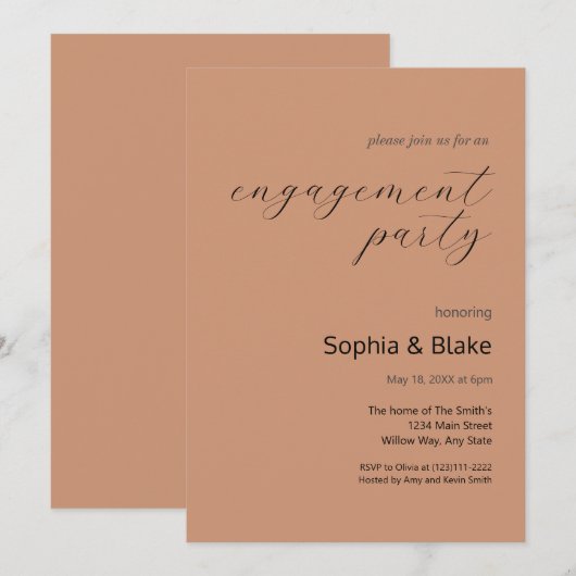 Moderne minimalistische Antiek messing verlovingsf Kaart (Voorkant / Achterkant)