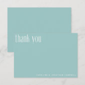 Moderne minimalistische Aqua Blue Custom Wedding Bedankkaart (Voorkant / Achterkant)