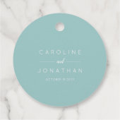 Moderne minimalistische Aqua Custom Wedding Bedankjes Labels (Achterkant)