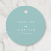 Moderne minimalistische Aqua Custom Wedding Bedankjes Labels (Voorkant)
