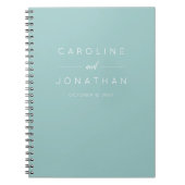 Moderne minimalistische Aqua Custom Wedding Notitieboek (Voorkant)