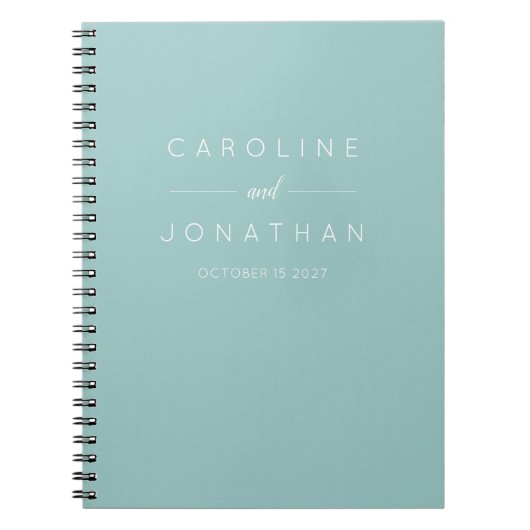 Moderne minimalistische Aqua Custom Wedding Notitieboek (Voorkant)