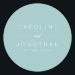 Moderne minimalistische Aqua Custom Wedding Ronde Sticker<br><div class="desc">Moderne,  minimalistische Paarse Aqua Blue Classic Round Sticker voor aangepaste bruiloft</div>