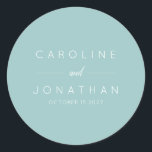 Moderne minimalistische Aqua Custom Wedding Ronde Sticker<br><div class="desc">Moderne,  minimalistische Paarse Aqua Blue Classic Round Sticker voor aangepaste bruiloft</div>