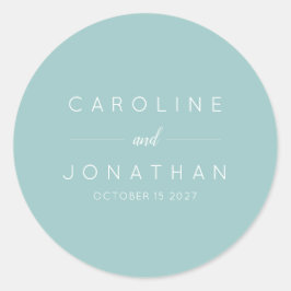 Moderne minimalistische Aqua Custom Wedding Ronde Sticker