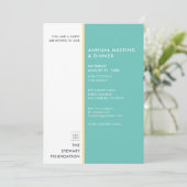 Moderne minimalistische Aqua en Gold Business Dinn Kaart (Staand voorkant)