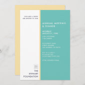 Moderne minimalistische Aqua en Gold Business Dinn Kaart (Voorkant / Achterkant)