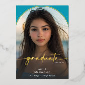 Moderne Minimalistische Aqua Folie Diploma Uitnodi Uitnodiging (Voorkant)