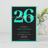 Moderne Minimalistische Aqua Script Afstudeerfeest Kaart (Staand voorkant)
