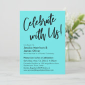 Moderne Minimalistische Aqua Vier het met ons! Kaart (Staand voorkant)