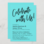 Moderne Minimalistische Aqua Vier het met ons! Kaart (Voorkant / Achterkant)