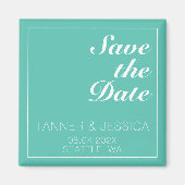 Moderne minimalistische Aqua & White Save the Date Magneet (Voorkant)