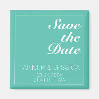 Moderne minimalistische Aqua & White Save the Date