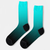 Moderne Minimalistische Aqua Zwarte Gradiënt Sokken (Links)