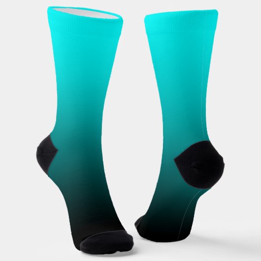 Moderne Minimalistische Aqua Zwarte Gradiënt Sokken (Gebogen)