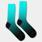Moderne Minimalistische Aqua Zwarte Gradiënt Sokken (Rechts)