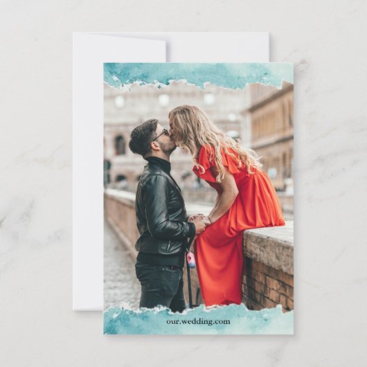 Moderne minimalistische aquarel cruise bruiloft save the date (Achterkant)