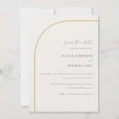 Moderne, minimalistische arch Black White Gold Wed Save The Date (Achterkant)