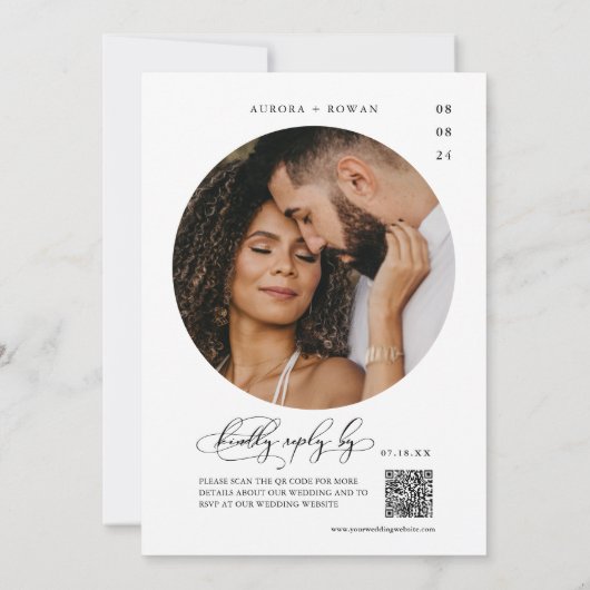 Moderne Minimalistische Arch QR Code Trouwfoto Kaart (Achterkant)