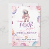 Moderne Minimalistische Astronaut Meisje's 4e Verj Kaart (Voorkant)