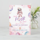 Moderne Minimalistische Astronaut Meisje's 4e Verj Kaart (Staand voorkant)