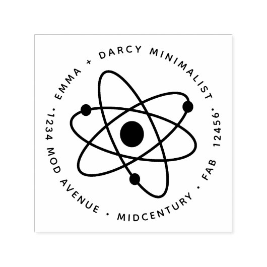 Moderne minimalistische atoommolecule uit het midd zelfinktende stempel (Design)