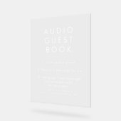 Moderne minimalistische audio gastenboek bruiloft acryl bord (Hoek)