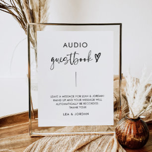 Moderne minimalistische audio gastenboek teken poster