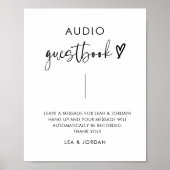Moderne minimalistische audio gastenboek teken poster (Voorkant)