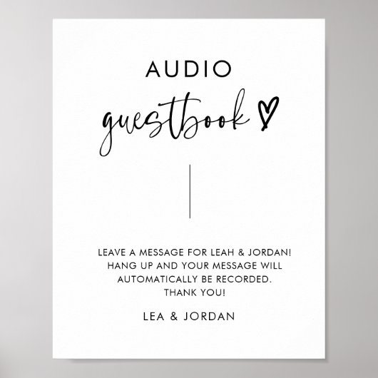 Moderne minimalistische audio gastenboek teken poster (Voorkant)