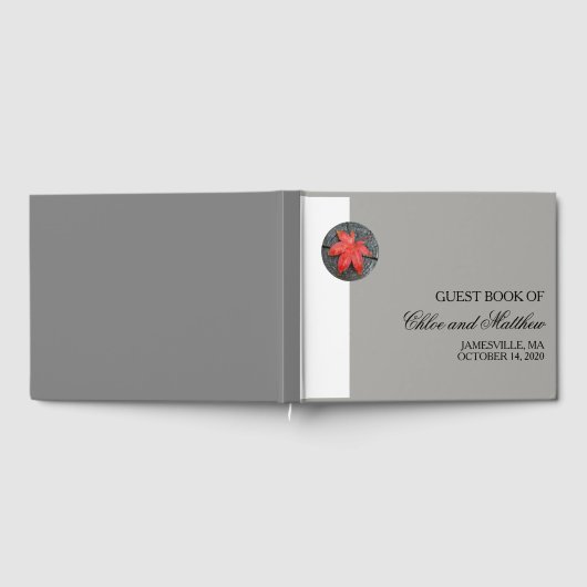Moderne minimalistische Autum Leaf gepersonaliseer Gastenboek (Volledig)