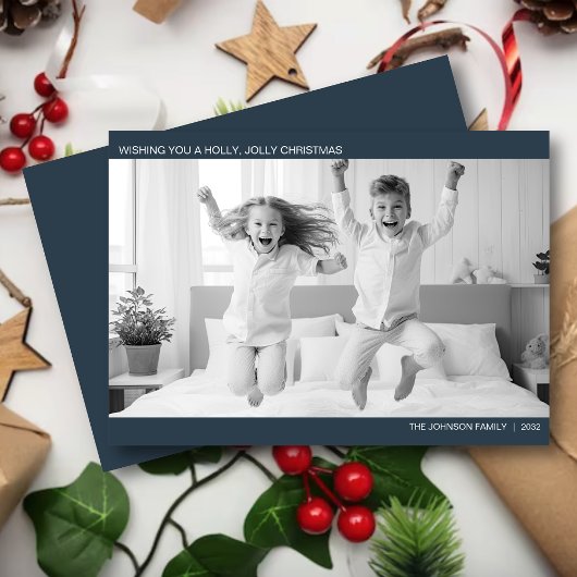 Moderne minimalistische B&W foto Feestdagenkaart