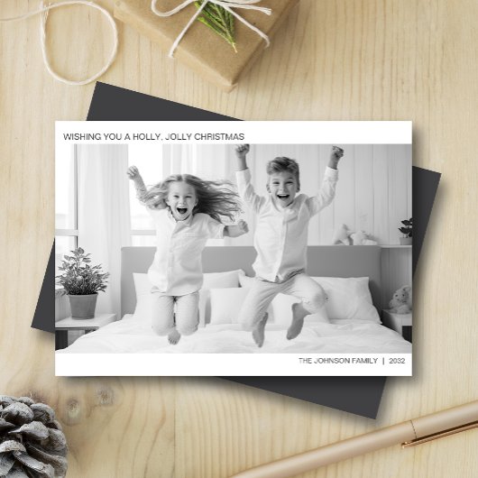 Moderne minimalistische B&W foto Feestdagenkaart