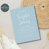 Moderne minimalistische baby blauwe bruiloft kaart