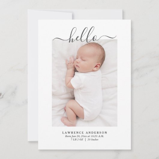 Moderne Minimalistische Baby Boy Fotocollage Geboo Aankondiging (Voorkant)