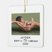 Moderne minimalistische Baby eerste kerstfoto Keramisch Ornament (Links)