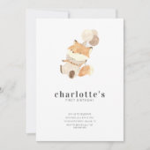 Moderne minimalistische Baby Fox en foto eerste ve Kaart (Voorkant)