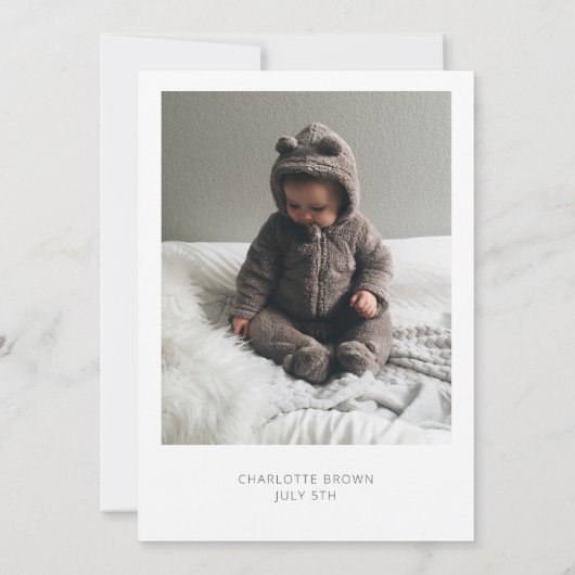 Moderne minimalistische Baby Fox en foto eerste ve Kaart (Achterkant)