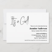 Moderne minimalistische baby meisje Baby shower Kaart (Voorkant)