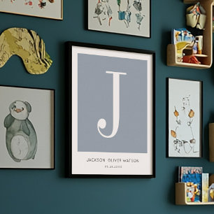 Moderne minimalistische Baby naam kwekerij monogra Poster