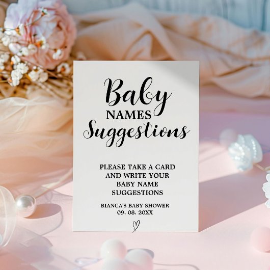 Moderne minimalistische baby namen suggesties spel reclamebord met voetstuk